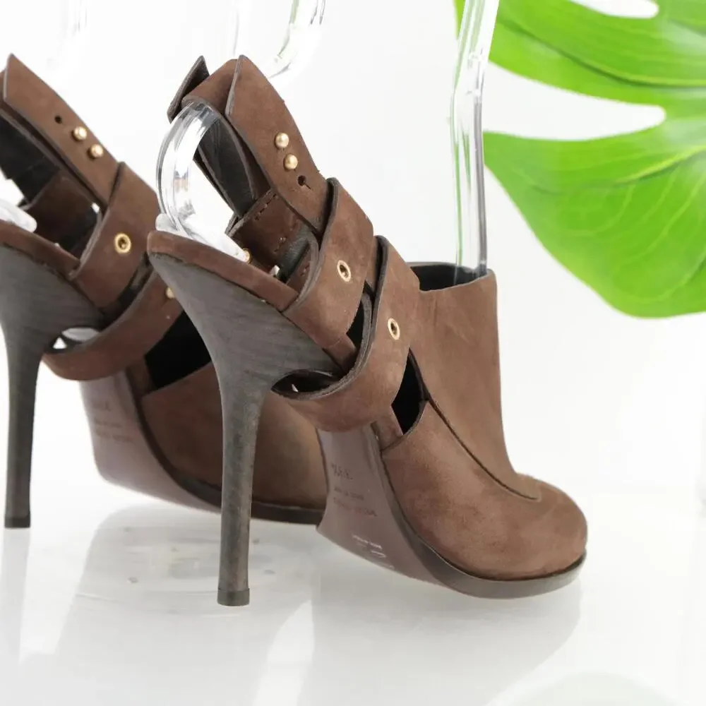 Giuseppe Zanotti Womens Thakoon Pumps Size 39.5 9.5 Brown Leather Slingback Heel